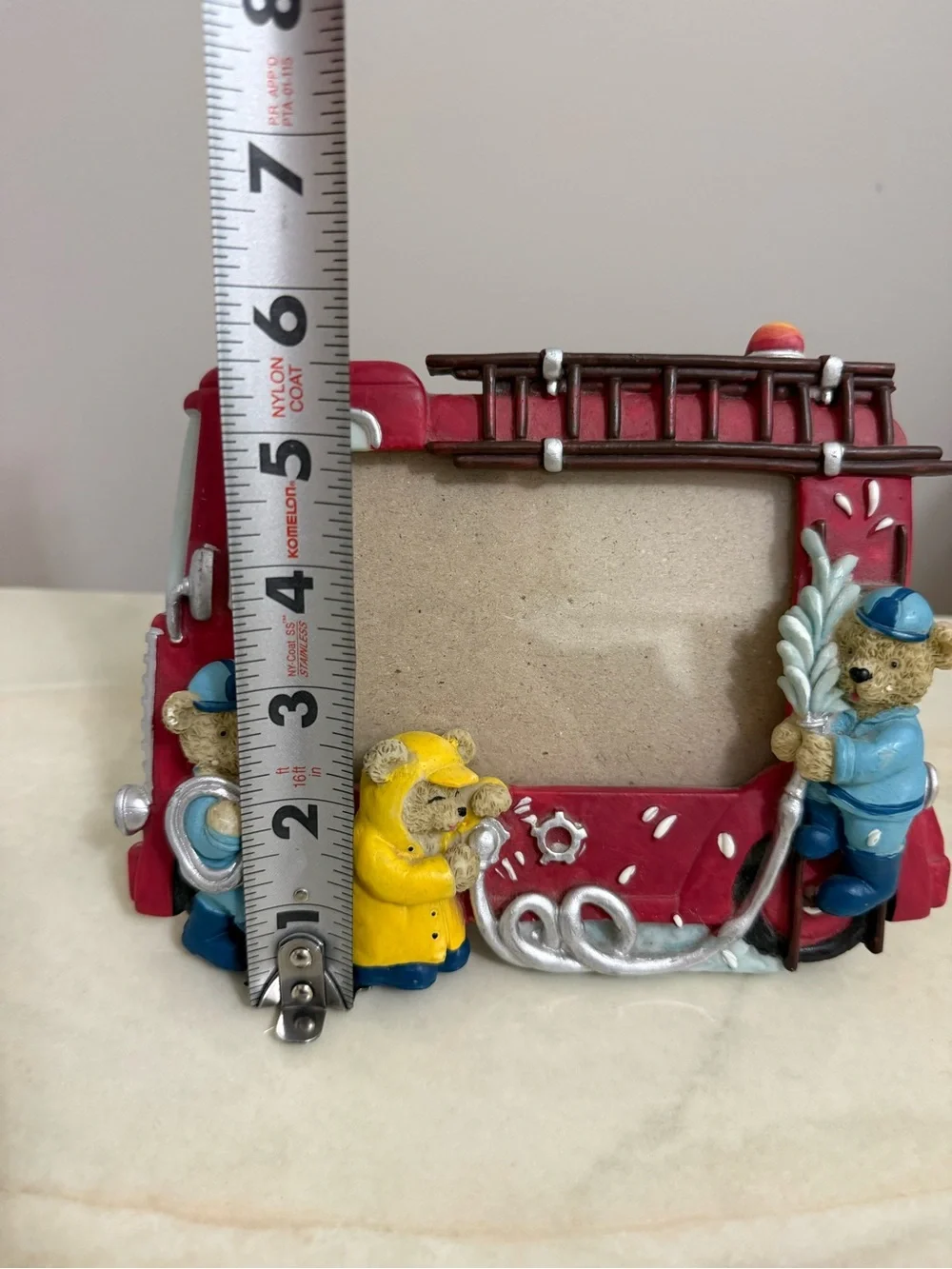Beautiful Kids Picture Frame Fire Engine with 2 bears holds 4.5” x 3” picture